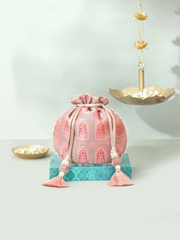 AMYRA - Dusty Pink Vastra Pure Banarasi Silk Potli Bag