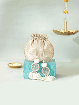 AMYRA - Multi Colour Chakori Pure Banarasi Silk Potli Bag