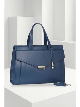 Van Heusen - Women Navy Blue Solid Casual Handbag with Detachable Strap