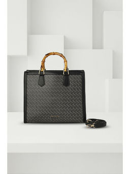 Van Heusen - Women Black Print Casual Handbag with Detachable Strap