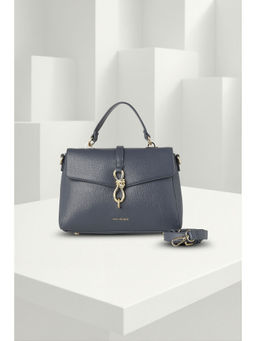 Van Heusen - Women Navy Textured Casual Handbag with Detachable Strap