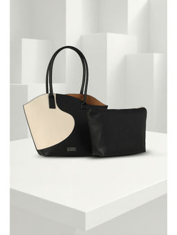 Van Heusen - Women Black Patterned Casual Handbag with Pouch