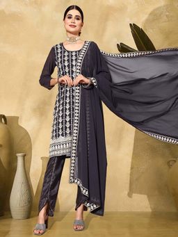 Gahan - Grey Sequence Chikankari Embroidered Kurta with Pant & Dupatta