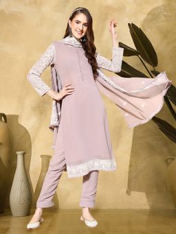 Gahan - Lavender Chikankari Sequence Embroidered Straight Kurta with Pant & Dupatta