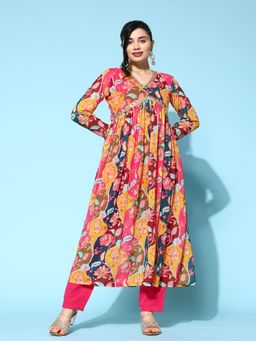 Gahan - Multi-Color Zari Sequence Embroidery Floral Print Kurta with Pant