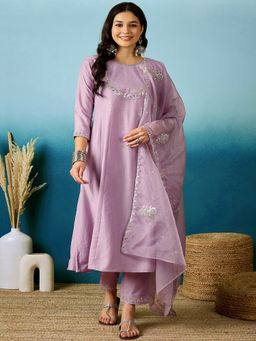 Gahan - Lavender Zari Sequence Gota Work Embroidered Anarkali Anarkali Kurta with Pant & Dupatta