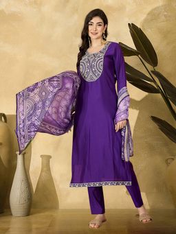 Gahan - Purple Sequence Thread Hand Embroidered Kurta with Pant & Dupatta