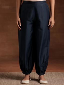 Libas - Navy Blue Solid Tapered Salwar with Pockets