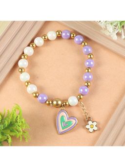 Asthetika Kids - Heart Floral Charm Beaded Bracelet