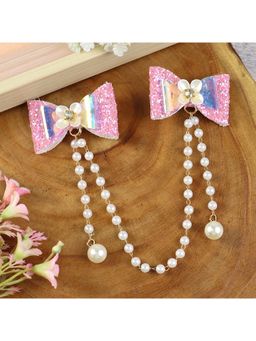 Asthetika Kids - Fabric Bow Beaded Hair Clip