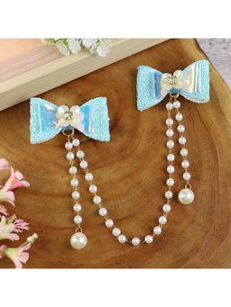 Asthetika Kids - Fabric Bow Beaded Hair Clip