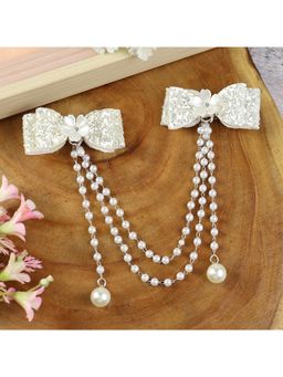 Asthetika Kids - Fabric Bow Beaded Hair Clip