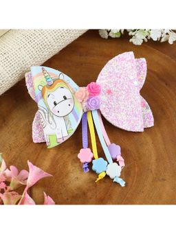 Asthetika Kids - Unicorn Glitter Fabric Bow Hair Clip