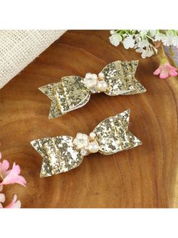 Asthetika Kids - Pack of 2 Glitter Fabric Bow Hair Clips