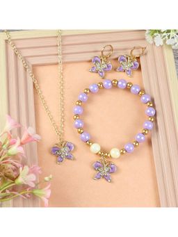 Asthetika Kids - Butterfly Charm Necklace with Bracelet & Earrings Jewellery Set