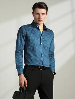 Van Heusen - Men Blue Slim Fit Checks Full Sleeves Formal Shirt