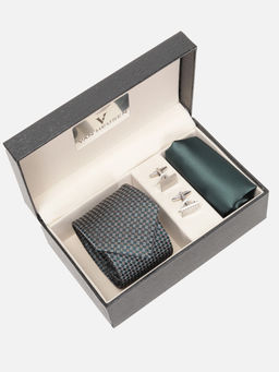 Van Heusen - Men Green Tie Pocket Square and Cufflink