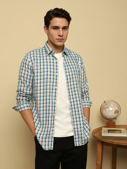 Van Heusen - Men Multi Slim Fit Checks Full Sleeves Casual Shirt