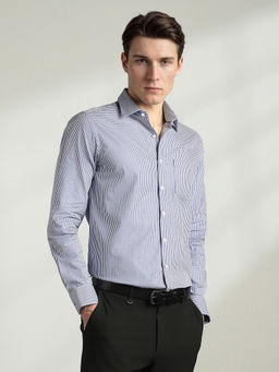 Van Heusen - Men Blue Slim Fit Checks Full Sleeves Formal Shirt