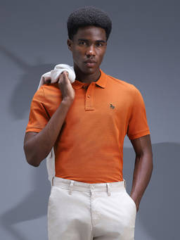 Van Heusen - Men Brown Solid Polo T-shirt