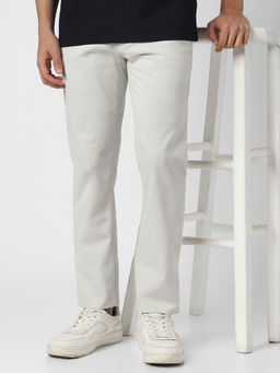 Van Heusen - Men White Solid Slim-Fit Trousers