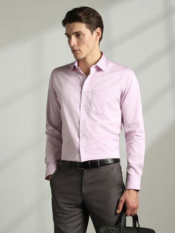 Van Heusen - Men Purple Checks Full Sleeves Shirt
