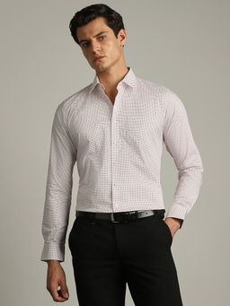 Van Heusen - Men White Print Full Sleeves Shirt