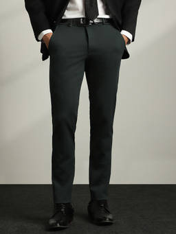 Van Heusen - Men Blue Solid Trousers