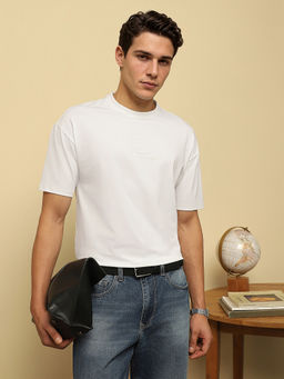 Van Heusen - Men White Solid Crew Neck T-shirt