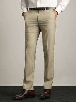 Van Heusen - Men Beige Textured Trousers