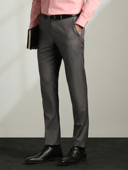 Van Heusen - Men Grey Textured Trousers