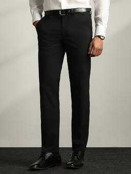 Van Heusen - Men Black Textured Trousers