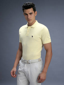 Van Heusen - Yellow Cotton Half Sleeves Polo T-Shirt