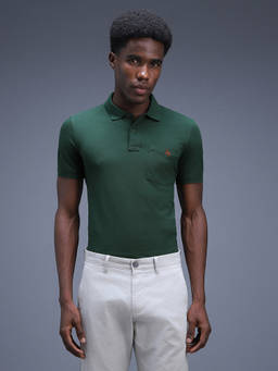 Van Heusen - Men Green Solid Polo Neck T-Shirt