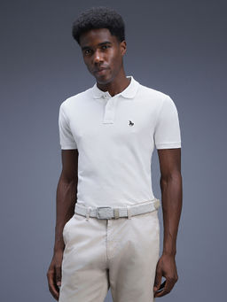Van Heusen - Men White Textured Polo T-Shirt