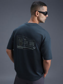 Van Heusen - Navy Blue Graphic Half Sleeves Regular T-Shirt