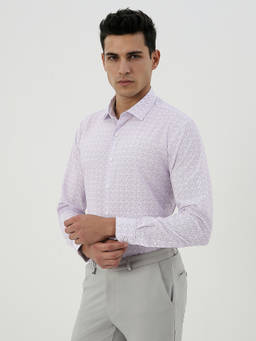 Van Heusen - Men Purple Print Full Sleeves Formal Shirt