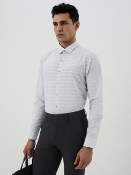 Van Heusen - Grey Printed Collar Neck Shirt