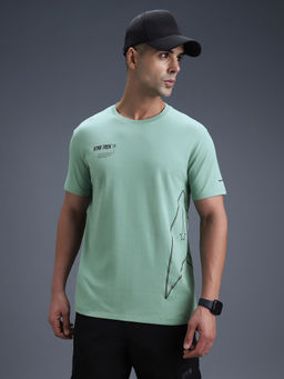 Van Heusen - Men Graphic Print Crew Neck Green T-Shirt