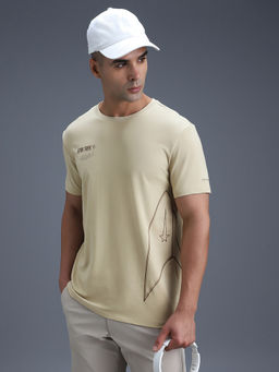 Van Heusen - Men Beige Graphic Print Crew Neck Beige T-Shirt