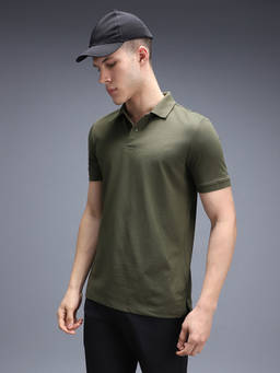 Van Heusen - Men Olive Solid Olive Polo T-Shirt
