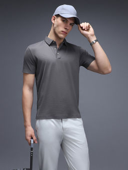 Van Heusen - Men Purple Nylon Blended Half Sleeves Polo T-Shirt