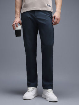 Van Heusen - Men Navy Blue Polyester Trousers