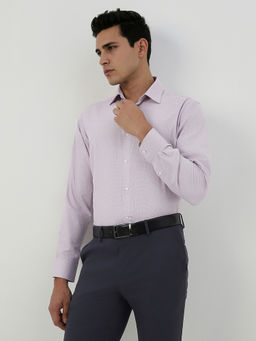 Van Heusen - Men Purple Polyester Blend Full Sleeves Shirt