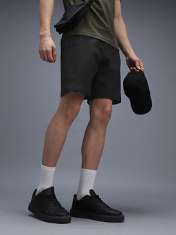 Van Heusen - Men Black Nylon Blended Mid Waist Shorts