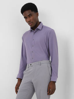 Van Heusen - Men Purple Solid Full Sleeves Formal Shirt