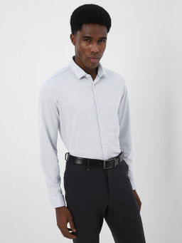 Van Heusen - Men Grey Textured Full Sleeves Formal Shirt
