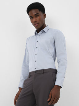 Van Heusen - Men Grey Textured Full Sleeves Formal Shirt