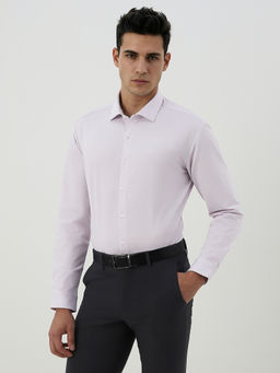 Van Heusen - Men Lavender Textured Full Sleeves Formal Shirt