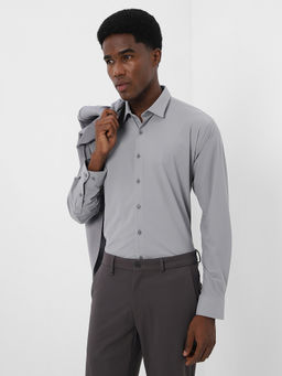 Van Heusen - Grey Textured Regular Fit Shirt